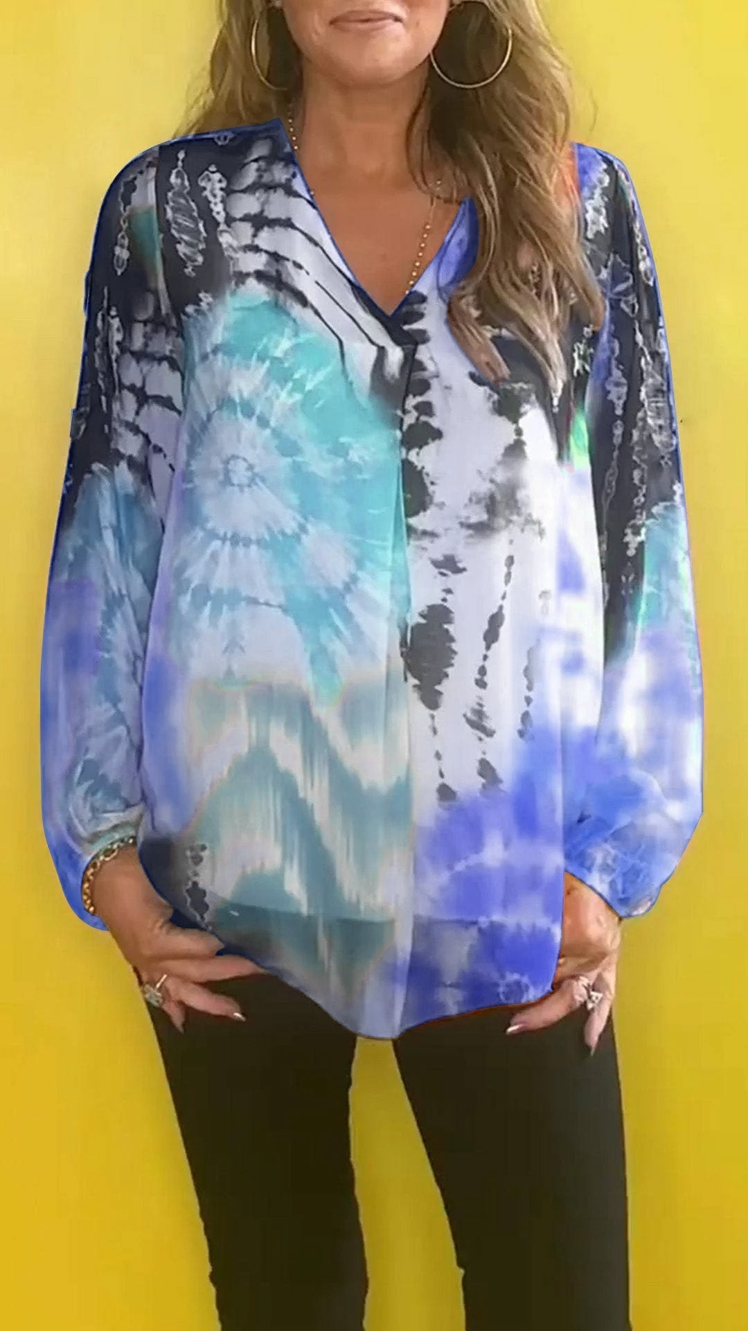 Isabelle - Casual V-hals Tie-dye Top