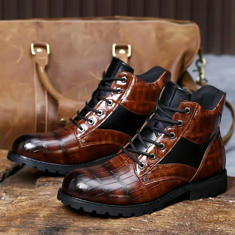 Quentin | Leren Croco Boots