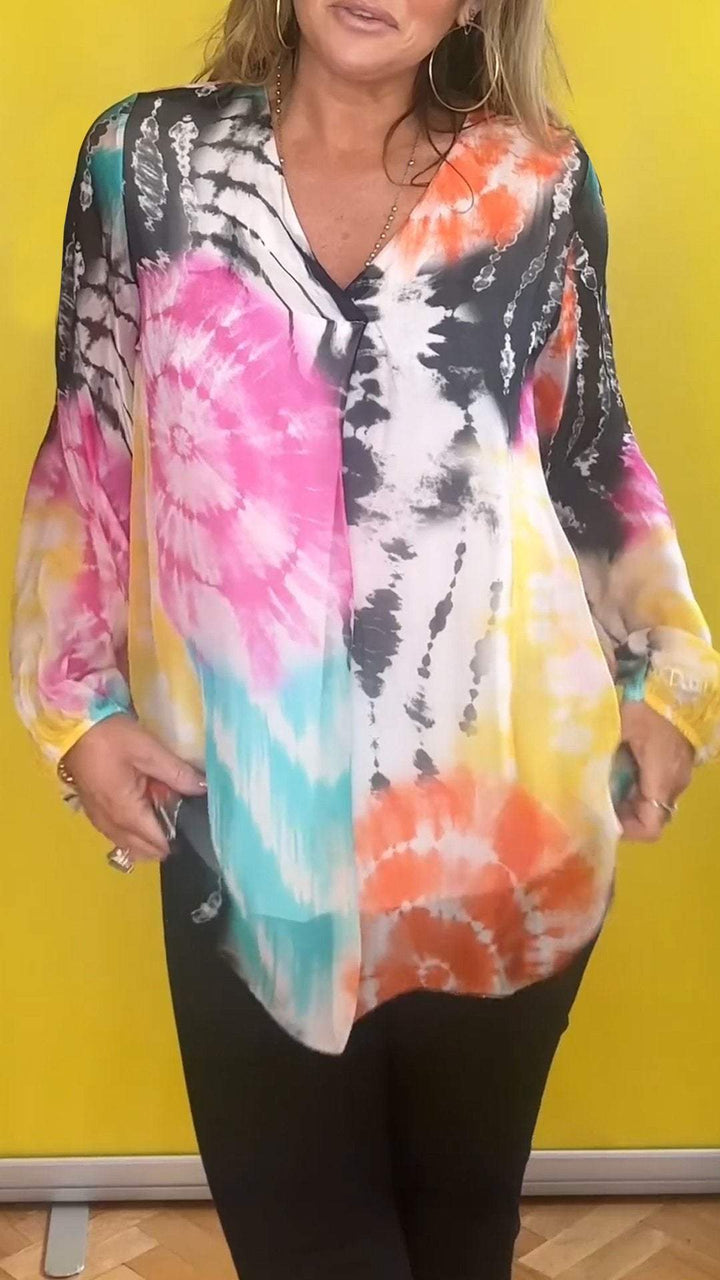 Isabelle - Casual V-hals Tie-dye Top